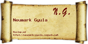 Neumark Gyula névjegykártya